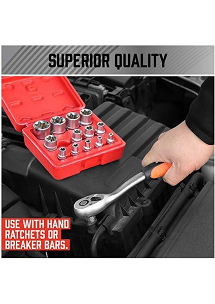 14 Parça E-Torx Lokma Takımı Premium Dişi Torx Lokma Takımı, Yıldız Lokma Takımı, Tork Lokma Takımı, Harici Torx Lokma Takımı (Yurt Dışından)