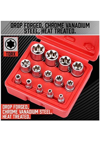 14 Parça E-Torx Lokma Takımı Premium Dişi Torx Lokma Takımı, Yıldız Lokma Takımı, Tork Lokma Takımı, Harici Torx Lokma Takımı (Yurt Dışından)
