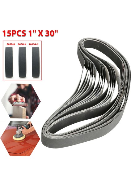 15 Adet 1 Inç x 30 Inç 600/800/1000 Grit Zımpara Kayışları Taşlama Parlatma Alüminyum Oksit (Yurt Dışından)