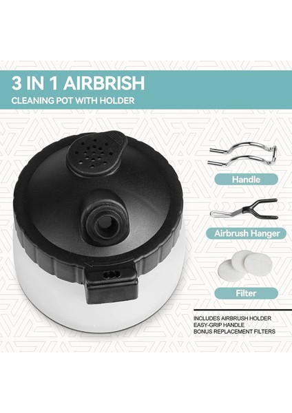 Airbrush 13 Parça Airbrush Temizleme Seti - Airbrush Temiz Kap Cam Temizleme Kavanozu, Tutuculu, Mini Fırça Başlığı (Yurt Dışından)