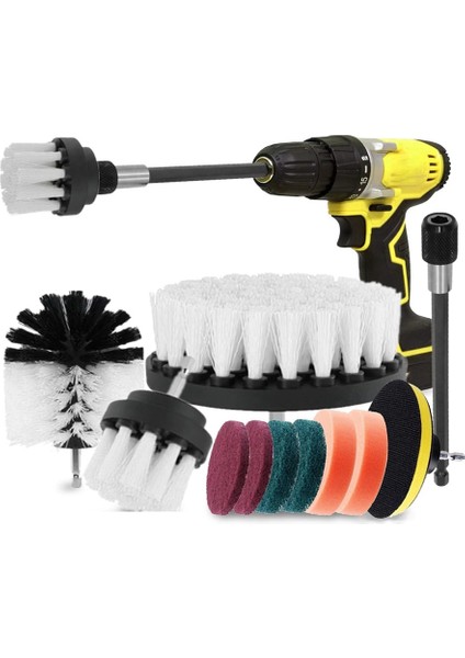 Elektrikli Halı Fırçası Matkap Seti Çok Amaçlı Temizleyici Oto Lastikleri Temizleme Araçları Genişletici ile Banyo Scrubber Fırçalar A (Yurt Dışından)