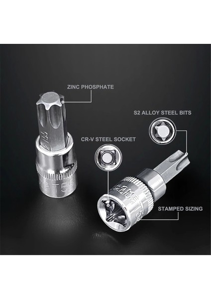 13 Adet Star Torx Bit Soket Seti T8-T70 H2-H14,CRV Soketleri 1/4 Inç, 3/8 Inç ve 1/2 Inç Tahrik El Kullanımı Için (Yurt Dışından) fırsatları
