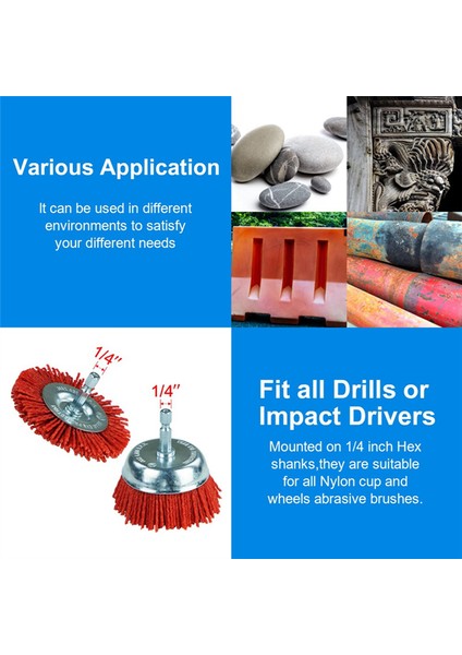 Paket Naylon Filament Aşındırıcı Tel Fırça Tekerleği ve Bardak Fırça Seti, Pas Korozyon Boyasını Çıkarmak Için Naylon Fırça Seti (Yurt Dışından) fırsatları