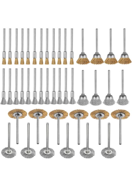 44 Parça Mini Tel Fırça Tekerlek Fincan Pirinç Çelik Tel Fırça Seti 1/8 Inç (3mm) Güç Dremel Döner Aletler Için Sap Parlatma Parlatma Araçları (Yurt Dışından)