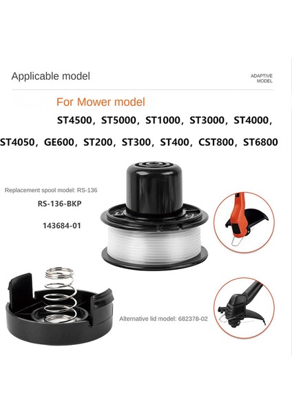 Kapak + Yay Seti Çim Biçme Makinesi Aksesuarları RS-136-BKP/682378-02 Makara Biçme Başlığı Biçme Ipi Makarası (Yurt Dışından) fiyatları