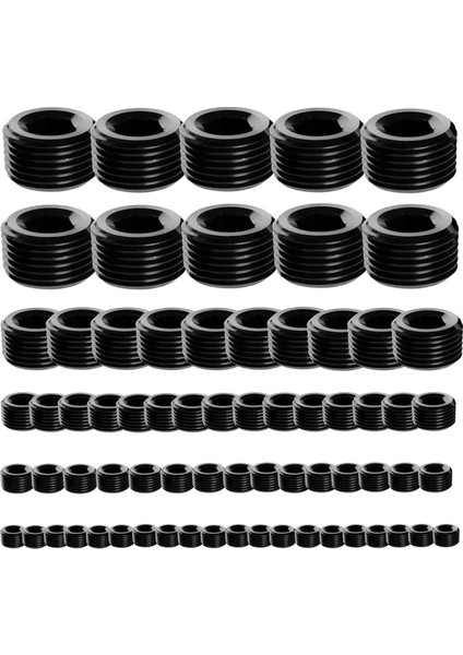 70 Parça Siyah Karbon Çelik Boru Tıkacı Aksesuar Çeşitliliği Kiti, 5 Boyut 1/8 Inç 1/4 Inç 3/8 Inç 1/2 Inç 3/4 Inç Npt (Yurt Dışından)
