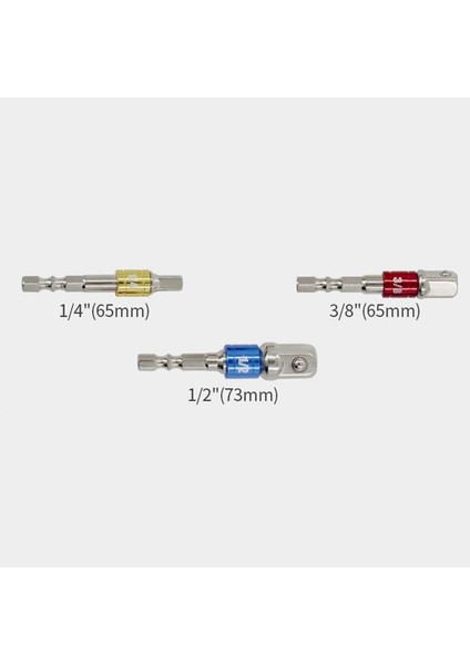 3 Adet/takım 1/4 Inç, 3/8 Inç, 1/2 Inç Adaptör Dönüştürücü 65MM Altıgen Şaft Sürücü Soket Uzatma Çubuğu Elektrikli (Yurt Dışından) fiyatları