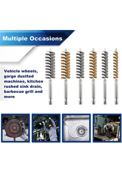 12 Adet Tel Delik Fırçası Delik Temizleme Fırçası Fırça Seti Paslanmaz Çelik Tel Bükülmüş Fırça Matkap Darbeli Sürücü Için 6 Boyutta (Yurt Dışından) fiyatları