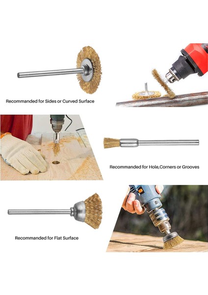 44 Parça Mini Tel Fırça Tekerlek Fincan Pirinç Çelik Tel Fırça Seti 1/8 Inç (3mm) Güç Dremel Döner Aletler Için Sap Parlatma Parlatma Araçları (Yurt Dışından)