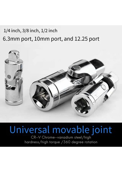 3 Parçalı Evrensel Soket Adaptörü 1/4 3/8 1/2 Soket Evrensel Ortak Evrensel Soket Cırcır Aracı (Yurt Dışından)