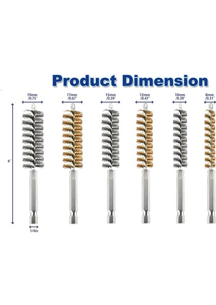 12 Adet Tel Delik Fırçası Delik Temizleme Fırçası Fırça Seti Paslanmaz Çelik Tel Bükülmüş Fırça Matkap Darbeli Sürücü Için 6 Boyutta (Yurt Dışından) fırsatları