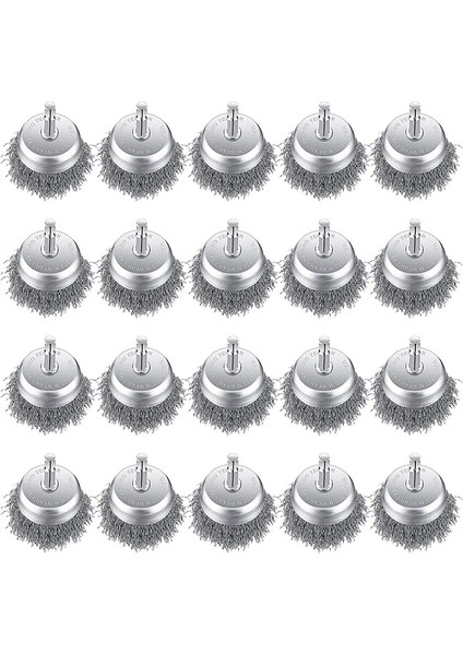 20 Paket Tel Fincan Fırçası 2 Inç Kaba Kıvrımlı Çelik Matkap Fırçası ile 1/4 Inç Hex Shank Tel Tekerlek Parlatma Öğütücü Için (Yurt Dışından)