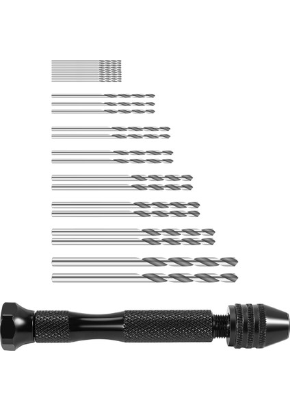 El Büküm Matkap Uçları Seti, Dıy Hassas Pim Mengene Modeli Mini El Spiral Matkap, 25 Adet 0,3 mm Ila 3,0 mm Mikro Matkap Uçları (Siyah) (Yurt Dışından)