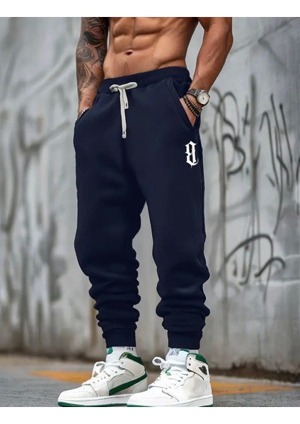 Büyük Beden Özel Tasarım Tribal Bacak Baskılı Ultra Rahat Pamuk Ter Tutmayan Erkek Eşofman Altı