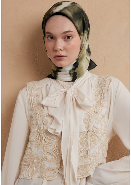 Tıe Dye Desen Pamuk Ipek Eşarp Orman Yeşili fiyatları