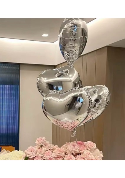 2 Ad Gümüş Kalp Folyo Balon 45 cm 18 Inç indirimleri