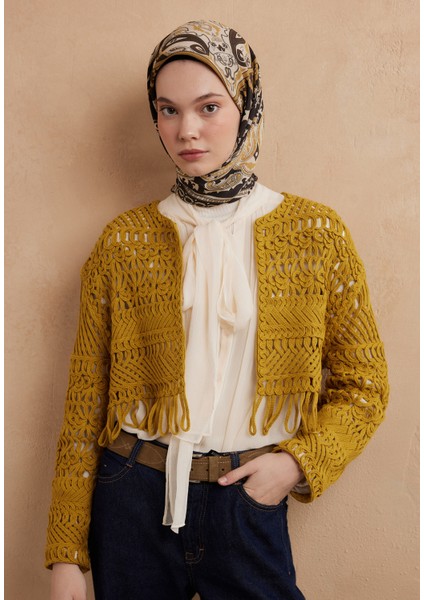 Lena Desen Pamuk Ipek Eşarp Tereyağı