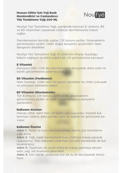 Yüz Temizleme Yağı, Hassas Ciltler Için Yağ Bazlı, Nemlendirici ve Canlandırıcı, 200 ml modelleri