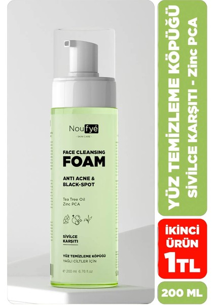 Sivilce & Akne Karşıtı Yağlı ve Karma Ciltlere Çay Ağacı Yağı & Zinc Pca Yüz Temizleme Köpüğü 200 ml