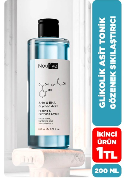 Nouyfe, Canlandırıcı ve Gözenek Sıkılaştırıcı Tüm Ciltler Için Aha & Bha Glikolik Asit Tonik 200 ml