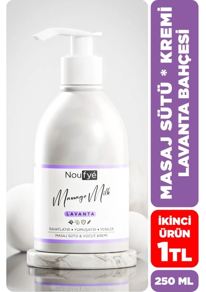 Lavanta Yağı Rahatlatıcı ve Nemlendirici Masaj Sütü & Vücut Kremi, Masaj Yağı 250 ml