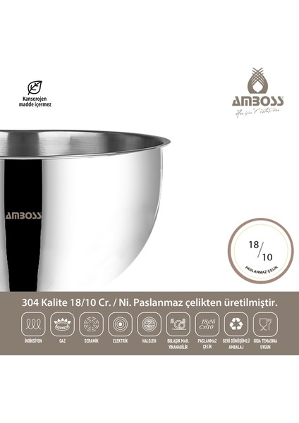 Neptün 6 Parça Paslanmaz Çelik Karıştırma Kabı Sütlük Seti