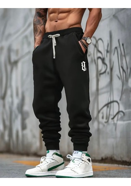 Büyük Beden Özel Tasarım Tribal Bacak Baskılı Ultra Rahat Pamuk Ter Tutmayan Erkek Eşofman Altı