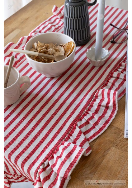 40 x 125 cm Vintage Fırfırlı Keten Pamuklu Amerikan Runneri,amerikan Servis fiyatları