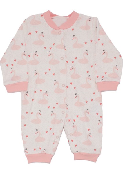 Kız Çocuk Somon Kuğu Desenli 3'Lü Tulum Set modelleri