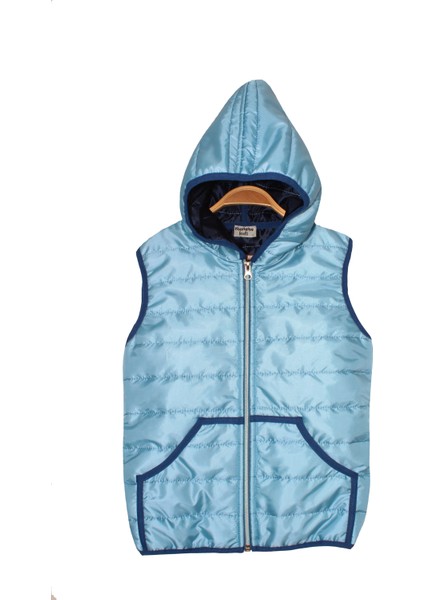 Çocuk Mavi Lacivert Kapüşonlu Fermuarlı Şişme Yelek fiyatları