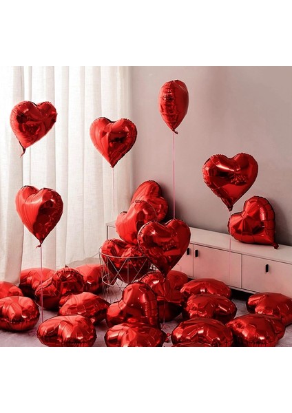 2 Adet Kalp Folyo Balon Kırmızı Uçan Balon 45 cm 18 Inç fiyatları