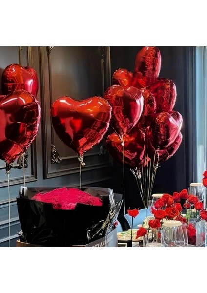 2 Adet Kalp Folyo Balon Kırmızı Uçan Balon 45 cm 18 Inç modelleri