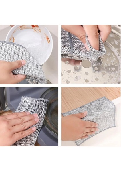 20X20 3 Adet Inox Tel Bez Zor Kir Bezi, Inox Telli Bulaşık Bezi, Mutfak Banyo Bezi
