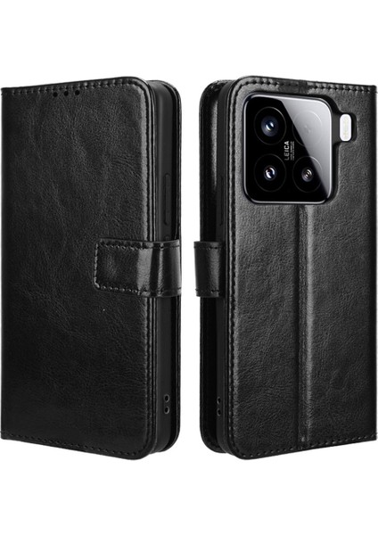 Xiaomi 15 Crazy Horse Doku Pu Deri Telefon Cüzdan Kapağı (Yurt Dışından)