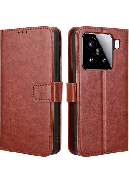Xiaomi 15 Crazy Horse Doku Pu Deri Telefon Cüzdan Kapağı (Yurt Dışından)