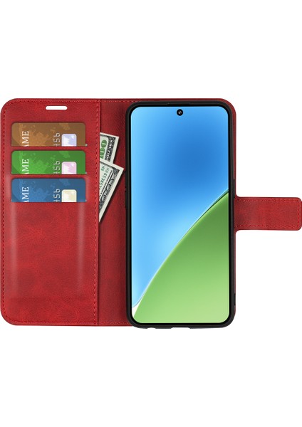 Xiaomi 15 Stand Çizilmez Buzağı Dokulu Deri Telefon Kapağı (Yurt Dışından)