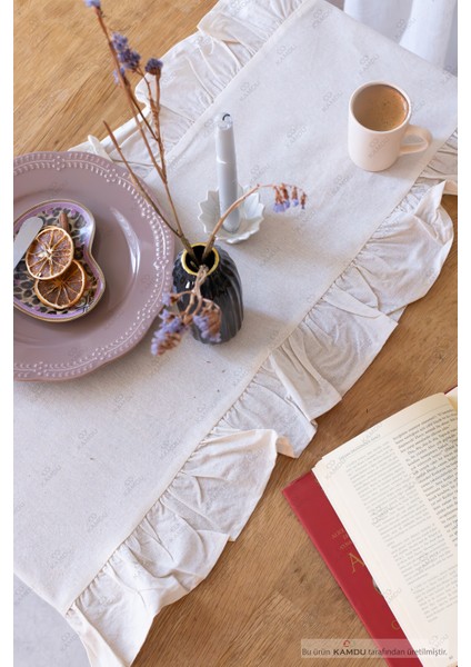 40 x 125 cm Vintage Fırfırlı Keten Pamuklu Amerikan Runneri,amerikan Servis fiyatları