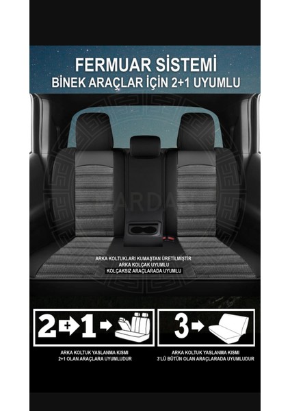 Renault 12 Uyumlu Körfez Serisi Oto Koltuk Kılıfı Gri fırsatları