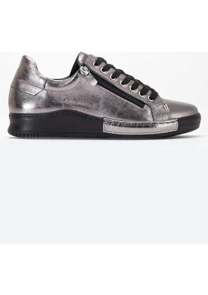 Kadın Deri Fermuarlı Spor Ayakkabı - Platin modelleri