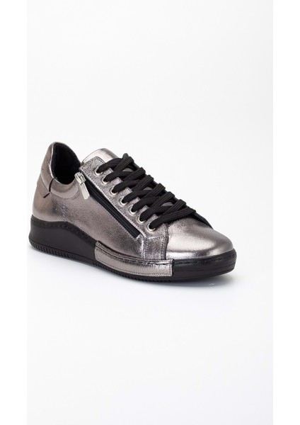 Kadın Deri Fermuarlı Spor Ayakkabı - Platin fırsatları