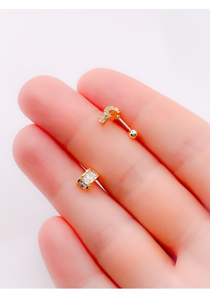 Cerrahi Çelik Piercing Baget Taşlı Yarım Halka Kıkırdak Tragus Piercing (1ADET) modelleri