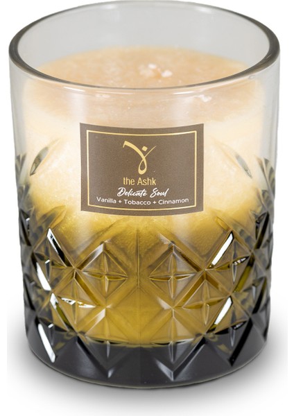 Delicate Serisi Soul Mum - 300GR Vanilya, Tütün ve Tarçın Kokulu Organik El Yapımı Dekoratif Cam Mum