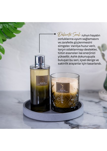 Delicate Serisi Soul Mum - 300GR Vanilya, Tütün ve Tarçın Kokulu Organik El Yapımı Dekoratif Cam Mum indirimleri