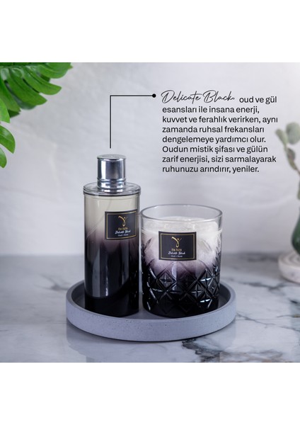 Delicate Serisi Black Mum - 300GR Oud ve Gül Kokulu Organik El Yapımı Dekoratif Cam Mum indirimleri