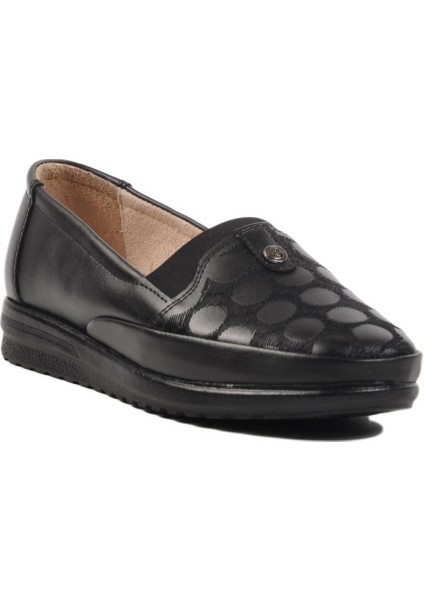 180 Z Siyah Hakiki Deri Kadın Günlük Ayakkabı