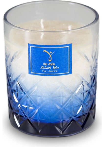 Delicate Serisi Blue Mum - 300GR Incir ve Yasemin Kokulu Organik El Yapımı Dekoratif Cam Mum