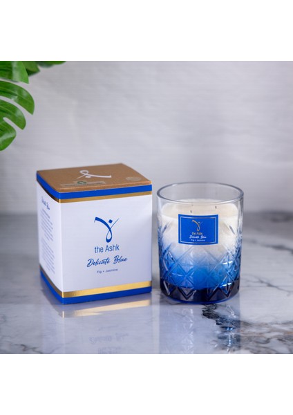 Delicate Serisi Blue Mum - 300GR Incir ve Yasemin Kokulu Organik El Yapımı Dekoratif Cam Mum fırsatları