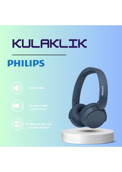 Kablosuz Kulak Üstü Kulaklık Dinamik Bas, Bluetooth, Net Arama Sesi, 55 Saat Kullanım Dinamik Bas Hafif ve Rahatl