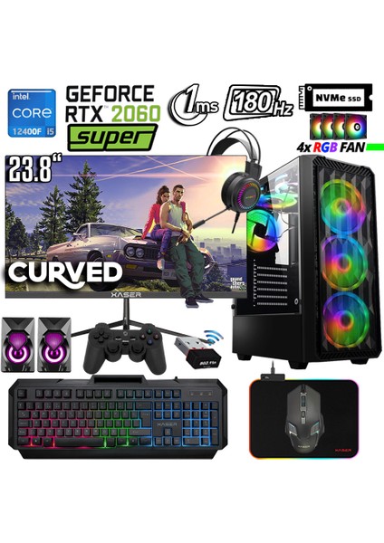 XSR1070 I5 12400F 32GB Ram 1tb M.2 Nvme SSD 8gb RTX2060 Super 24"curved 180Hz Oyun Bilgisayarı