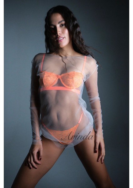 Kate Balenli Dantelli Iç Çamaşırı Takımı Neon Turuncu fiyatları